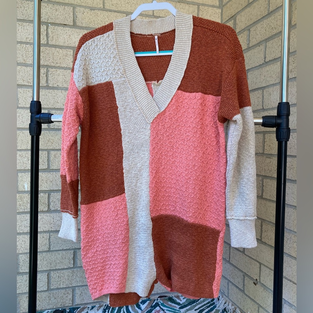 NEW Free People Flyin’ By Mix Stitch Patchwork Colorblock Knit Sweater Romper
